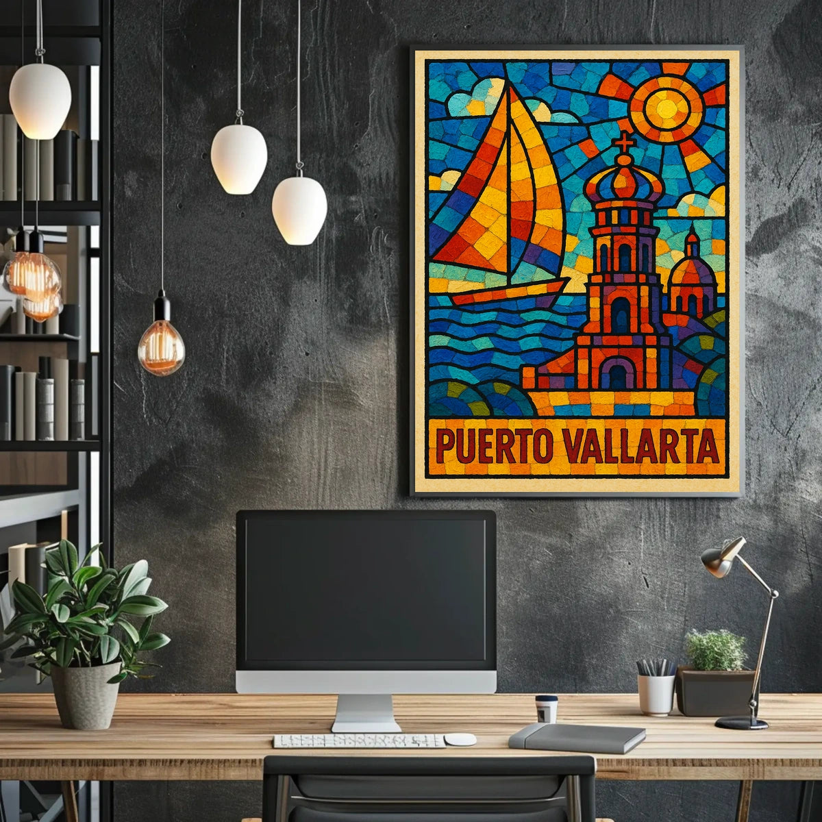 Puerto Vallarta Stained Glass Art Poster