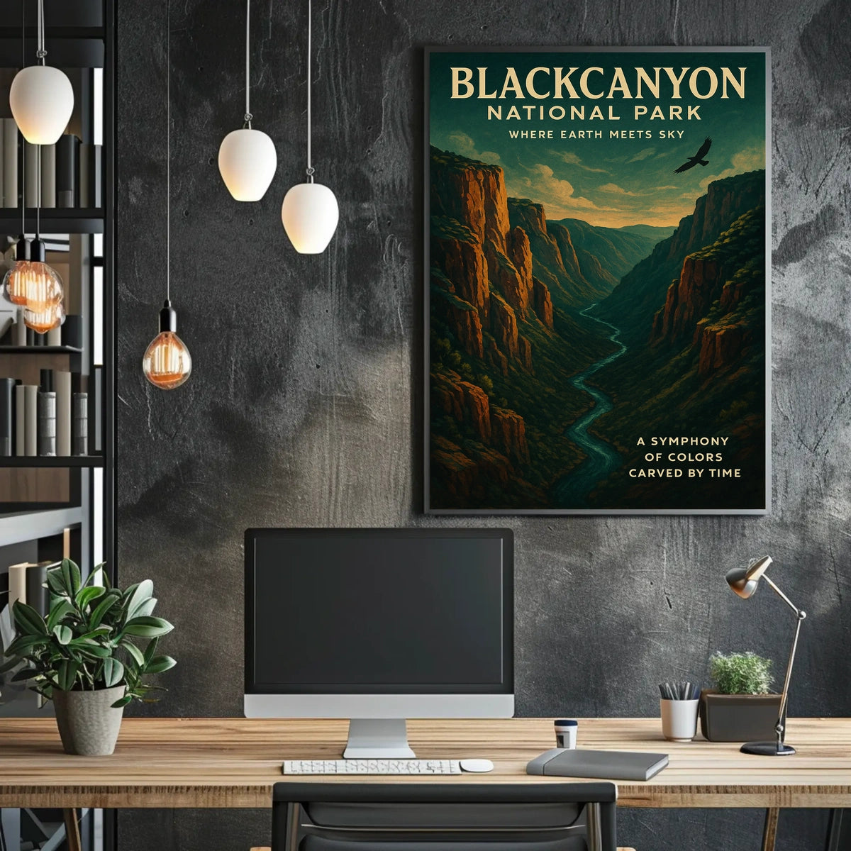 Black Canyon Splendor Vintage Illustration National Park Poster