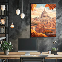 Rome's Iconic Autumn Cityscape Art Poster