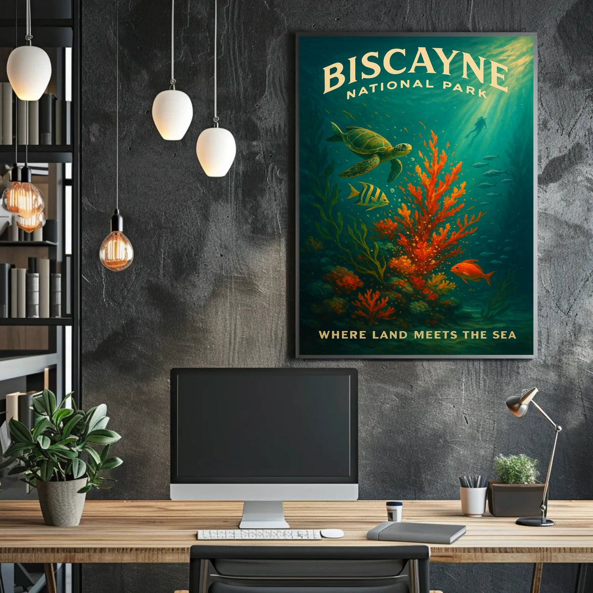 Underwater Scene Marine Life Biscayne National Park Coral Reef Poster