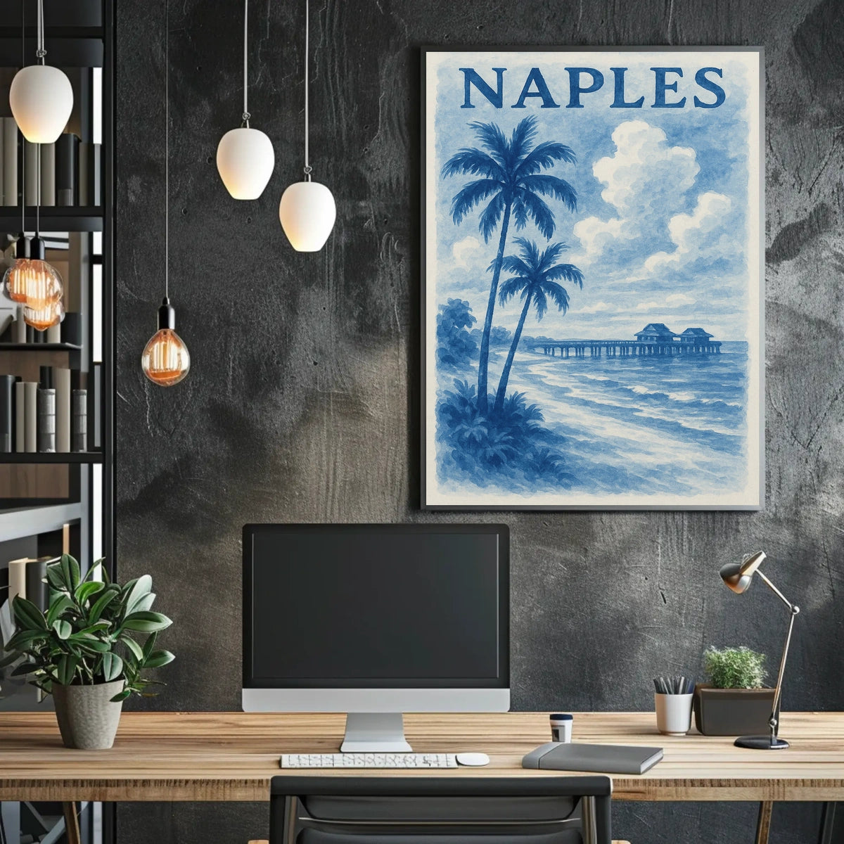 Naples Coastal Serenity Poster Wall Art 18x24 Inches