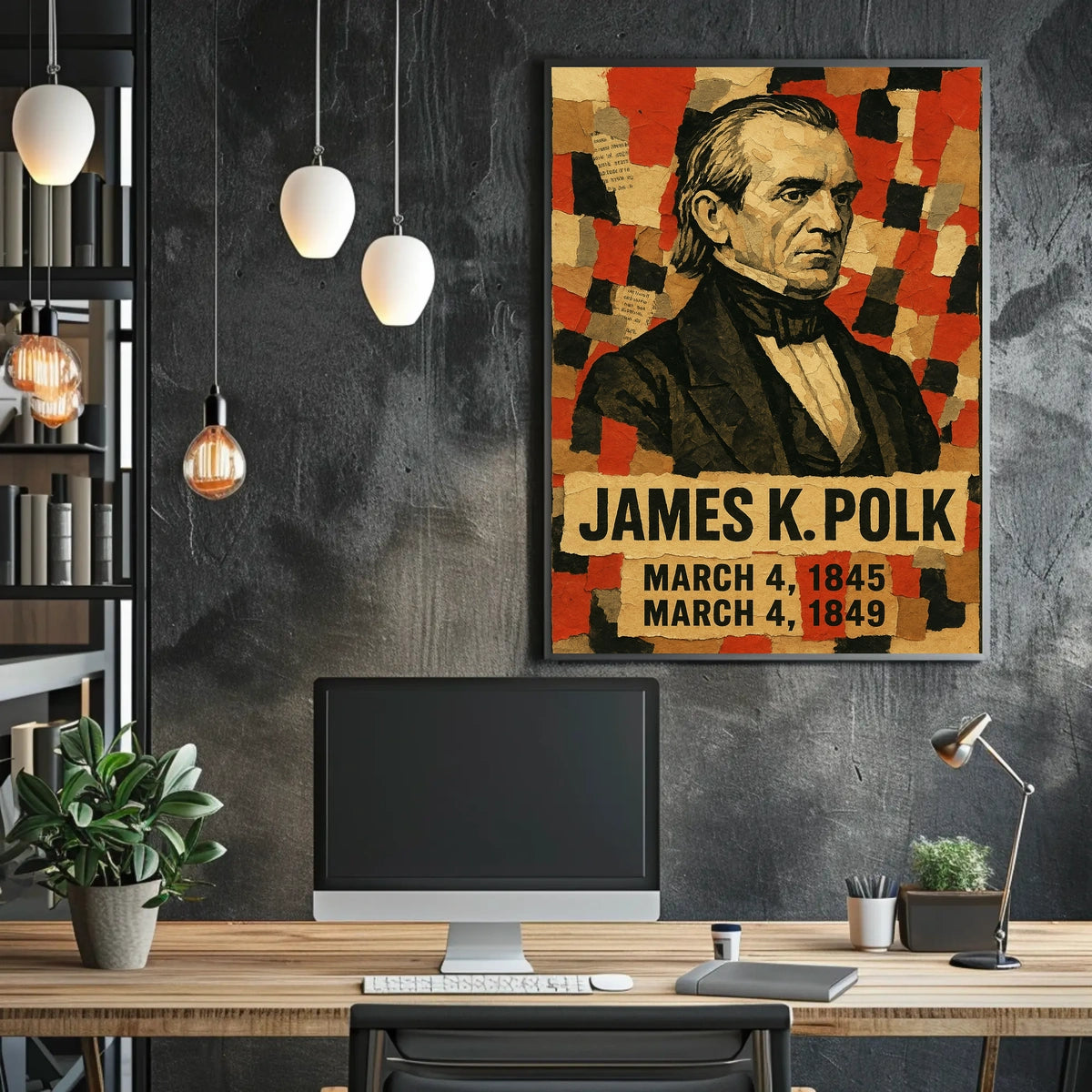 James K. Polk 11th President of the United States Layered paper Collage Poster