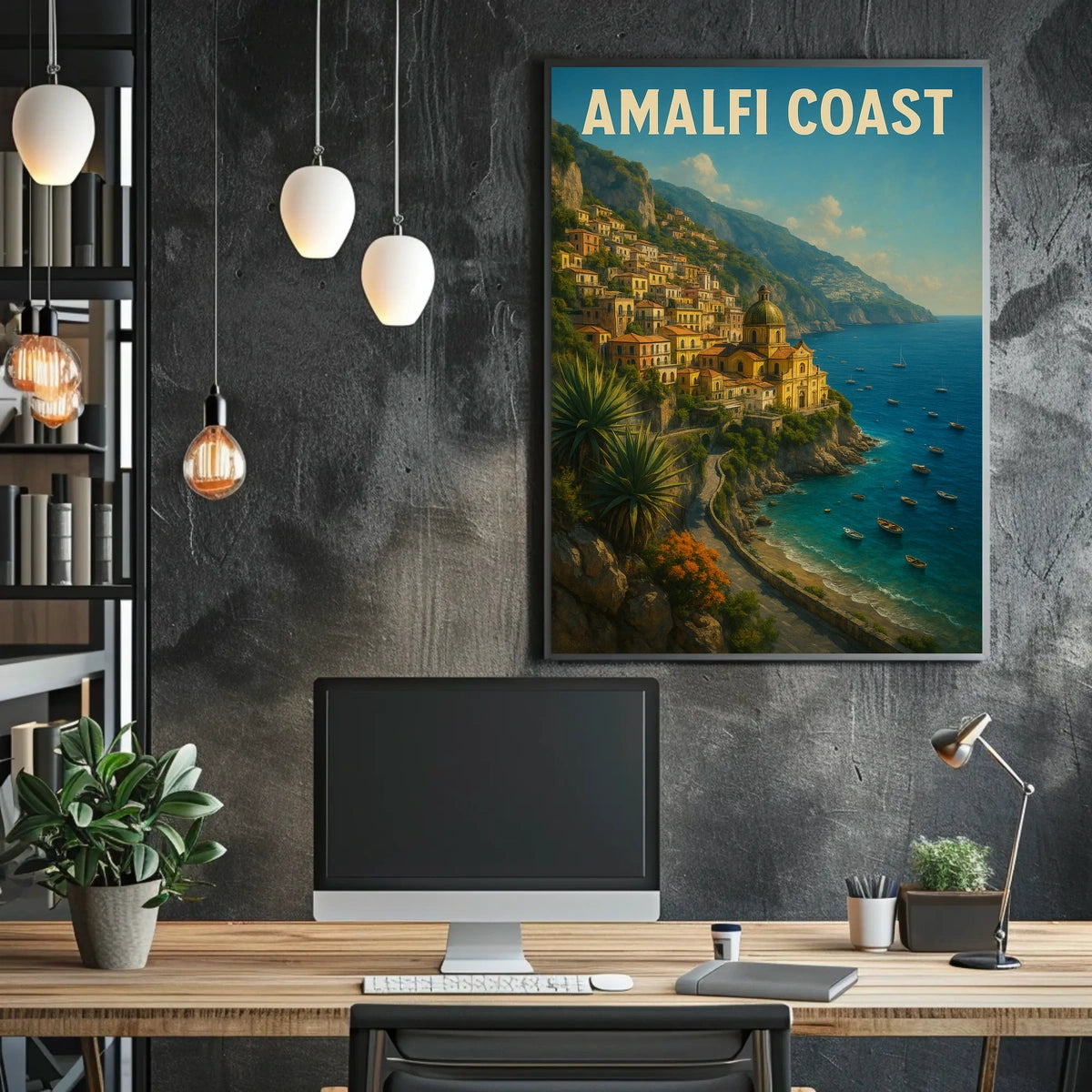Amalfi Coast Poster Wall Art for Coastal Decor Lovers