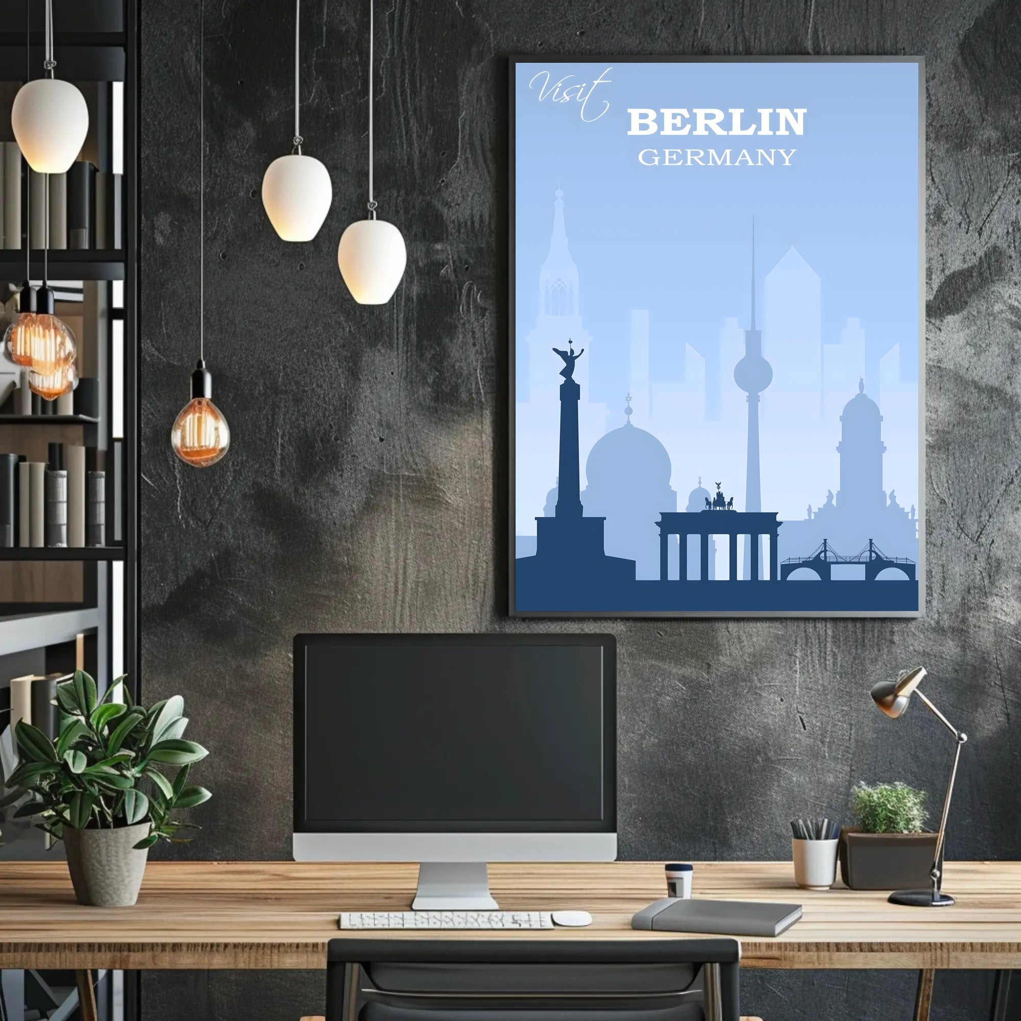 Berlin Skyline Art: Calm Travel Poster