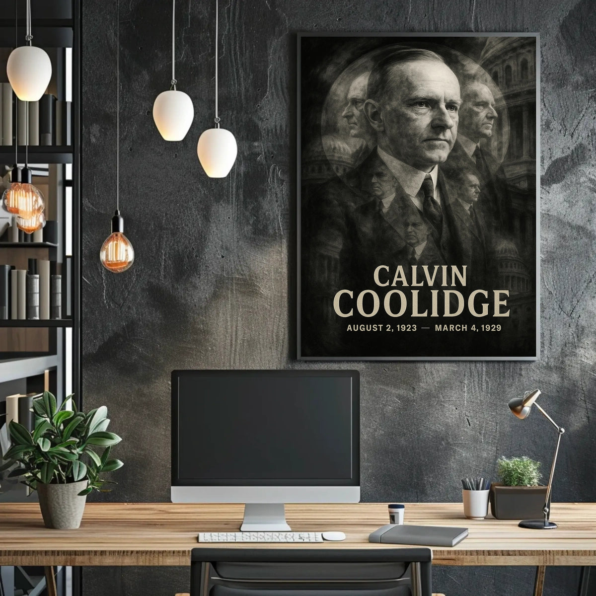 Calvin Coolidge 30th President of the United States Double Exposure Poster