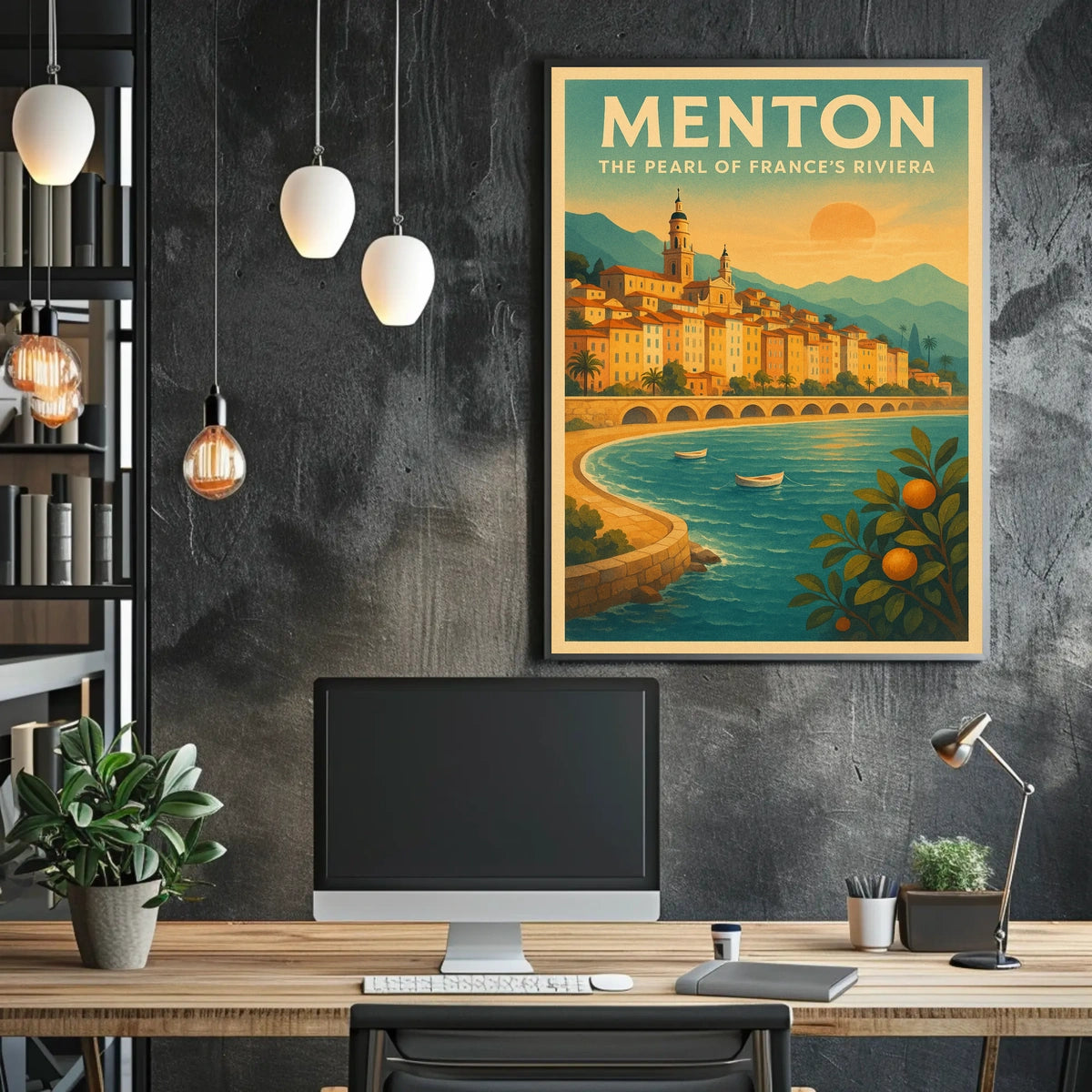 Menton Riviera Vintage Travel Poster: Coastal Elegance