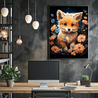 Enchanted Fox Blooming Forest Whimsical Nature Lovers Art Inspiring Spring Scene Colorful Blooms Poster