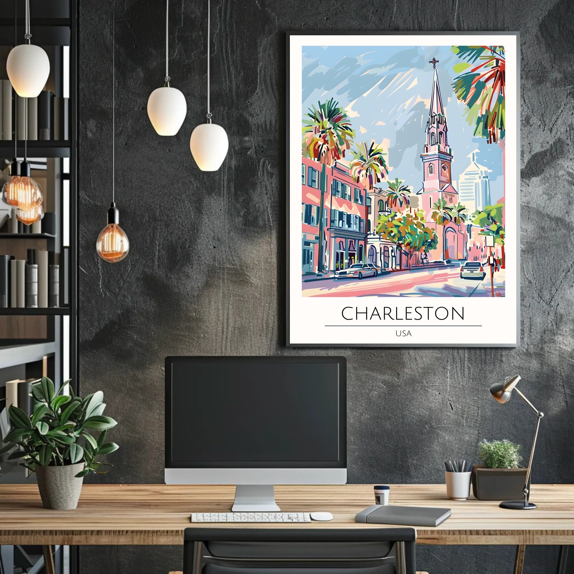 Charleston Cityscape Poster PosterGoat