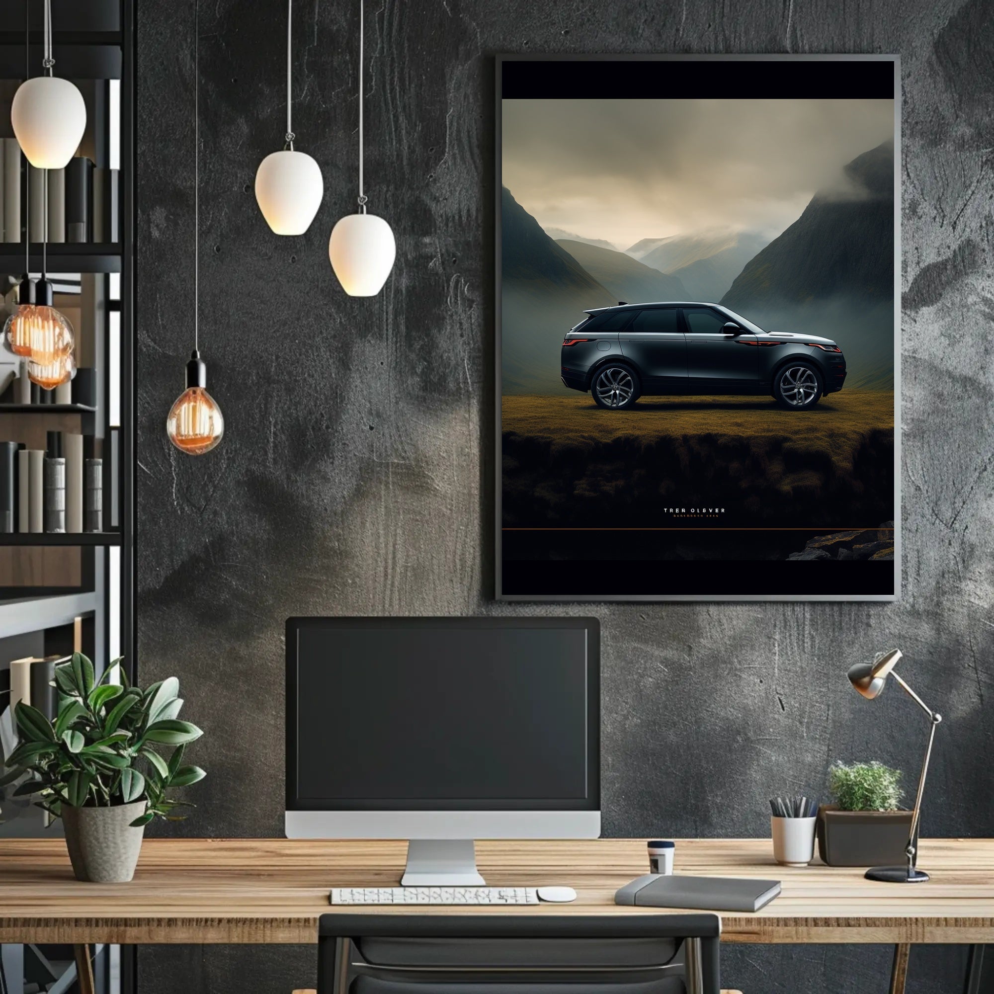Luxury SUV in Serene Landscape Poster PosterGoat