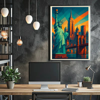 New York City Geometric Skyline Poster Modern Wall Art