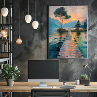 Idyllic Sunset Landscape Art Print - Abstract or Artistic Poster PosterGoat