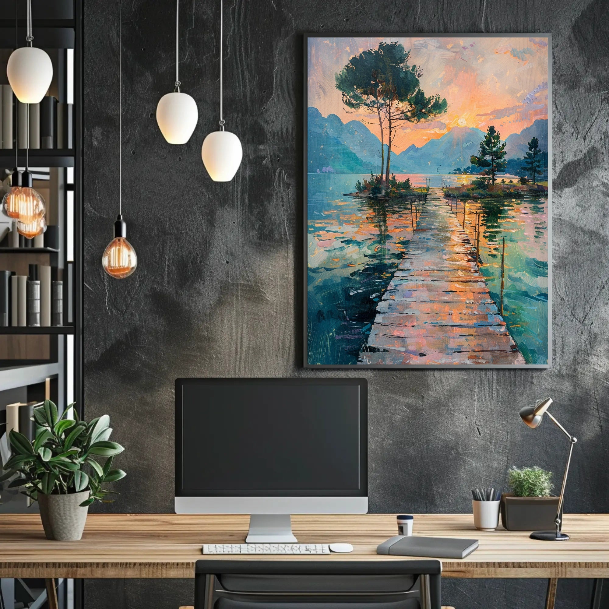 Idyllic Sunset Landscape Art Print - Abstract or Artistic Poster PosterGoat