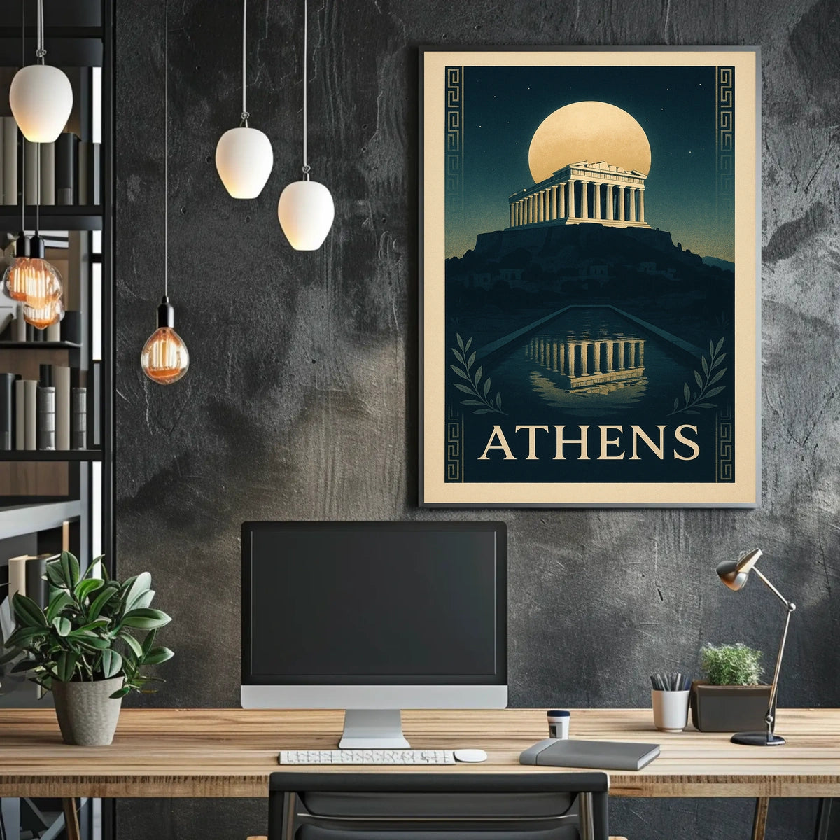 Athens The Parthenon Under Moonlight Poster