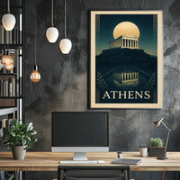 Athens The Parthenon Under Moonlight Poster