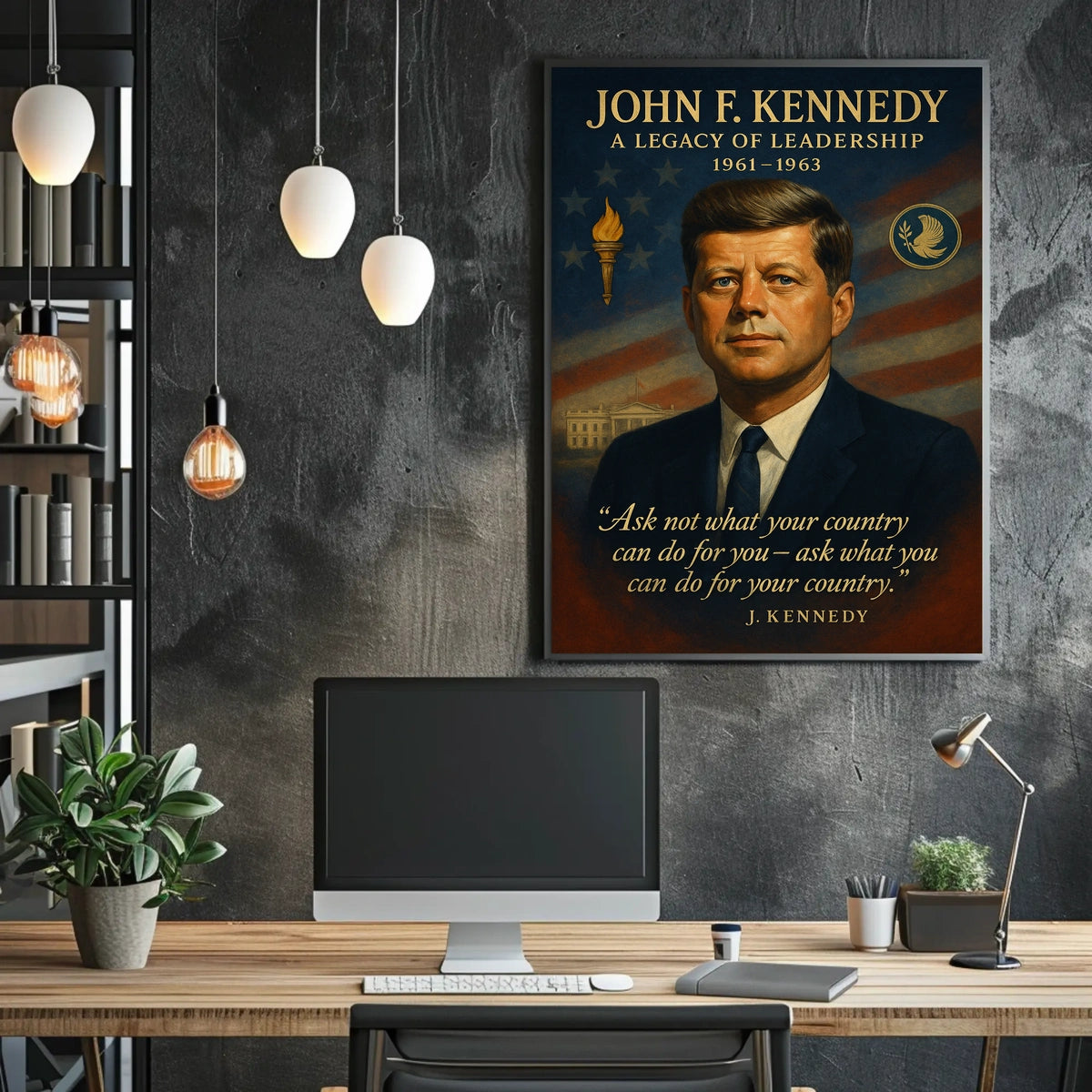 John F. Kennedy Patriotic Vintage Poster Art
