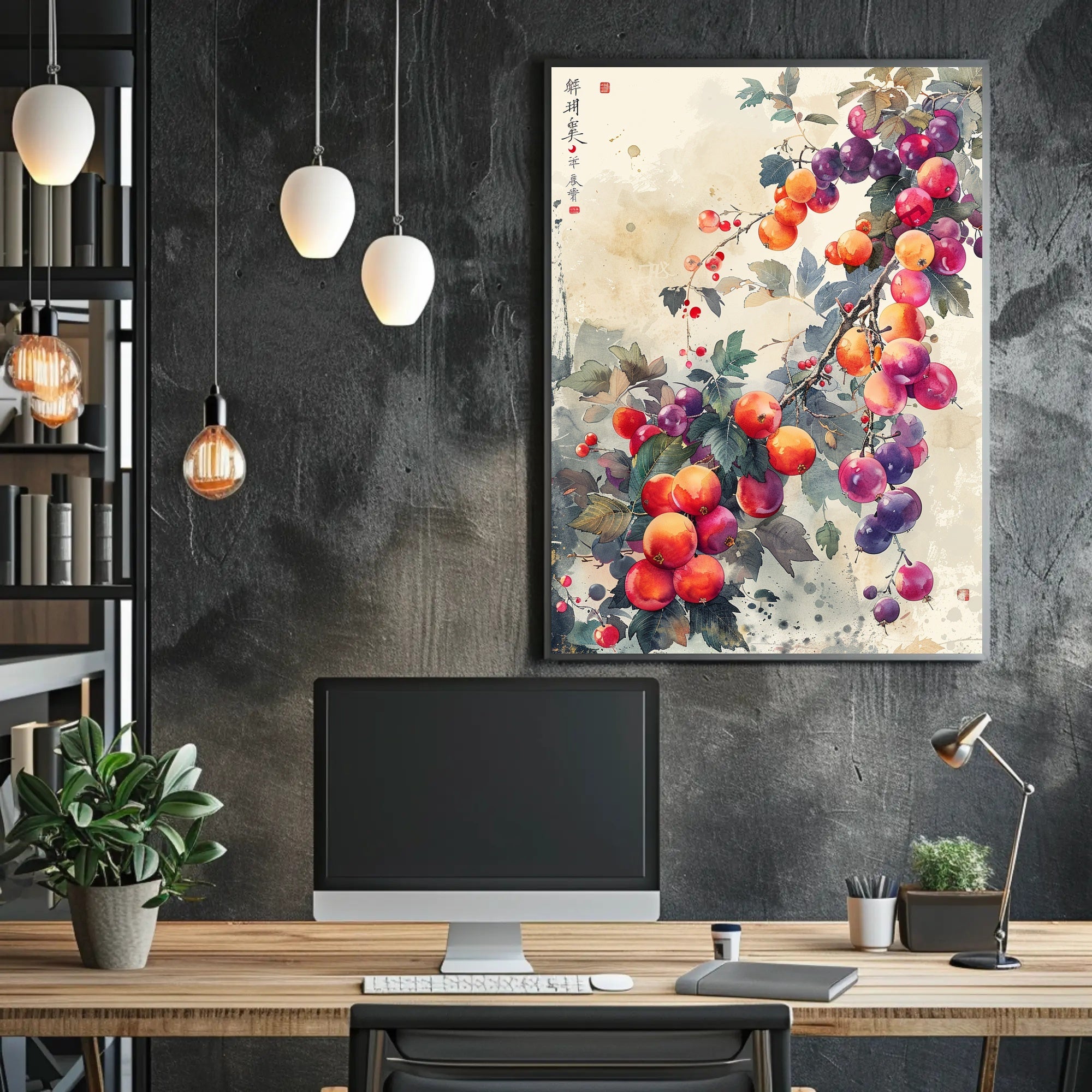 Vibrant Asian-Inspired Botanical Art Poster: Cultural Heritage Poster PosterGoat