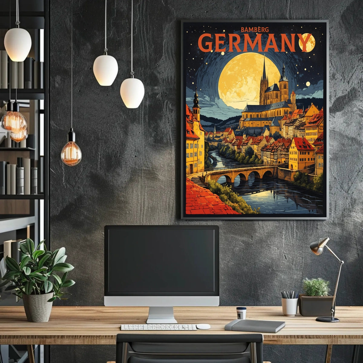 Bamberg, Germany A Nighttime Illustration Poster