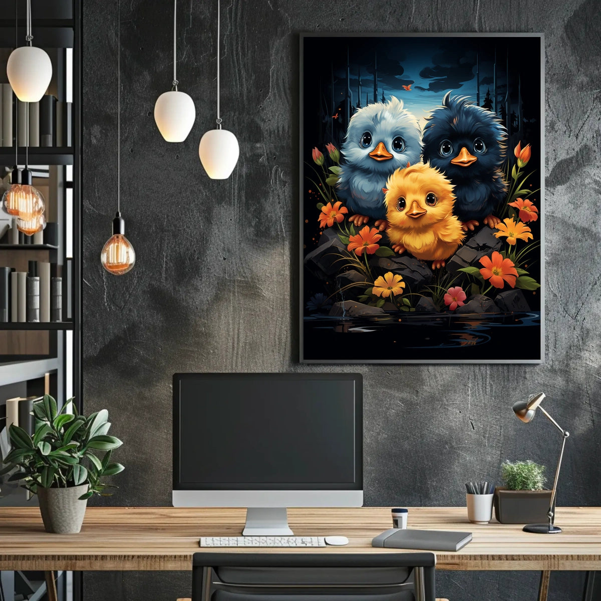 Enchanting Chicks in Mystical Forest Art Poster