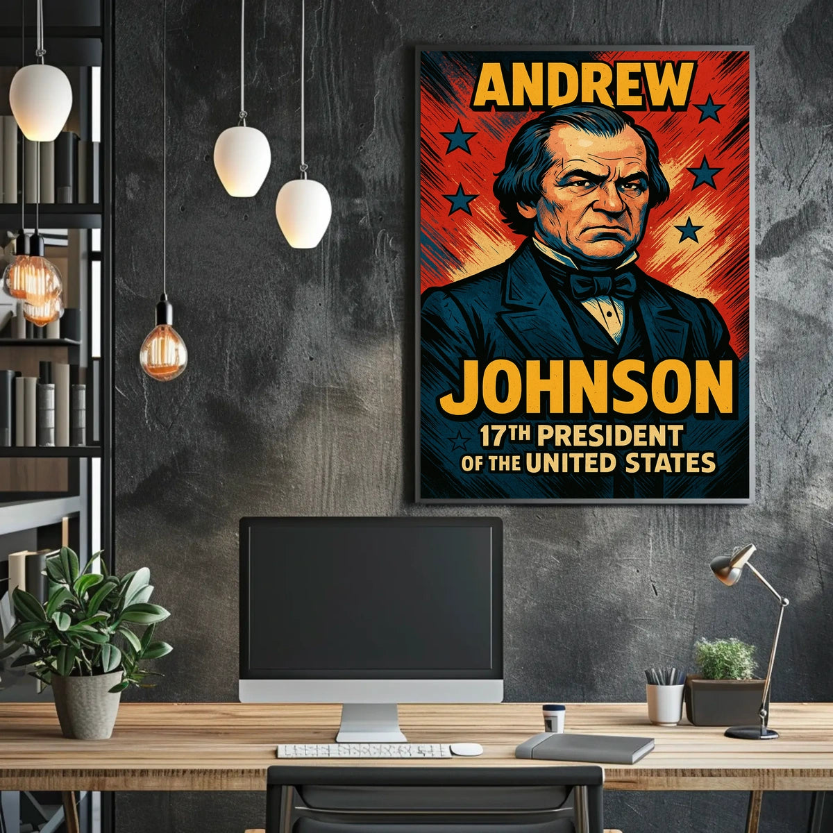 Andrew Johnson Seventeenth President Poster Vintage Wall Art
