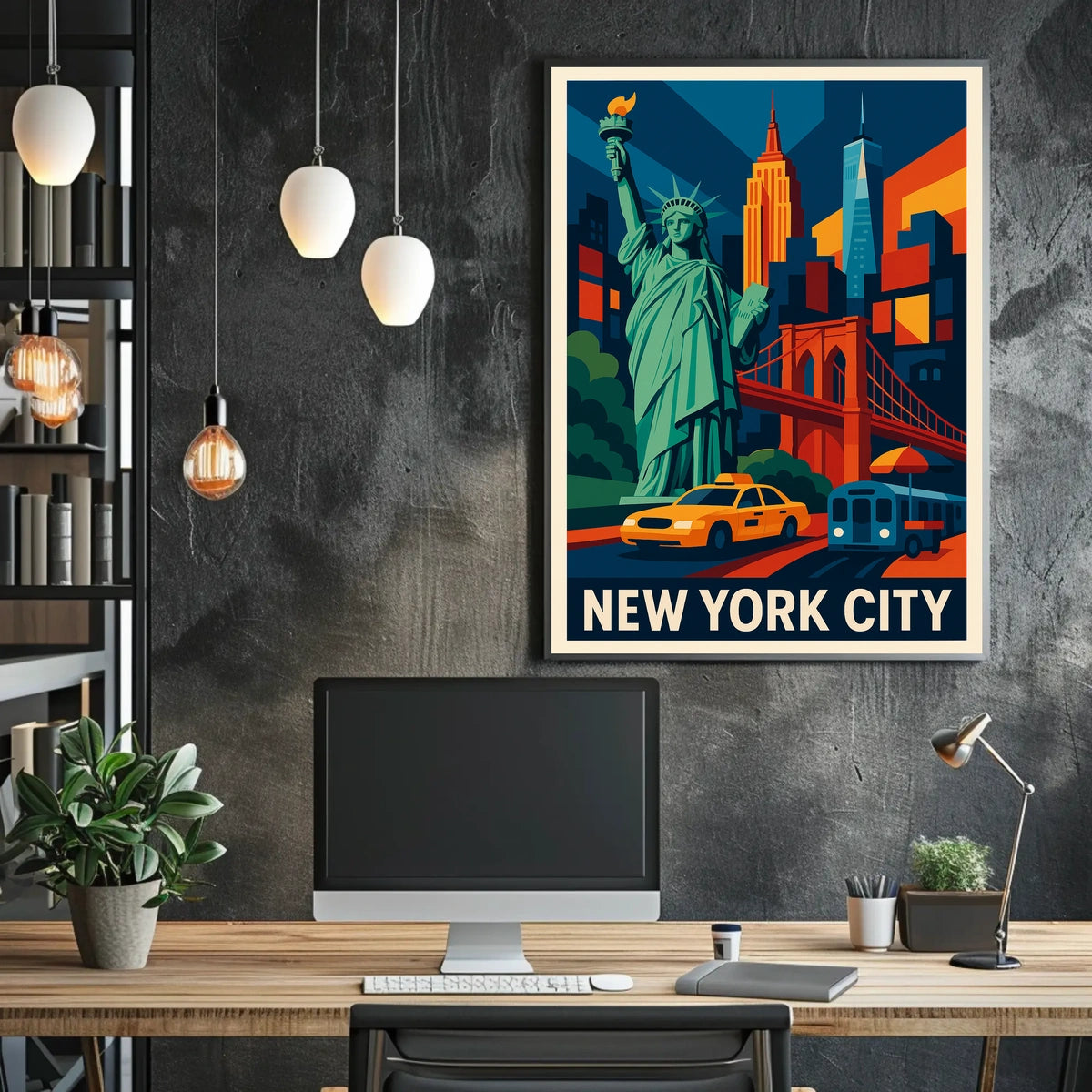 Iconic New York City Poster Vibrant Landmark Artwork Lovers