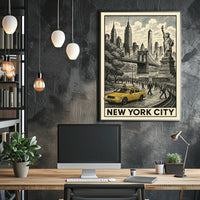 New York City Vintage Landmarks Poster Classic Skyline