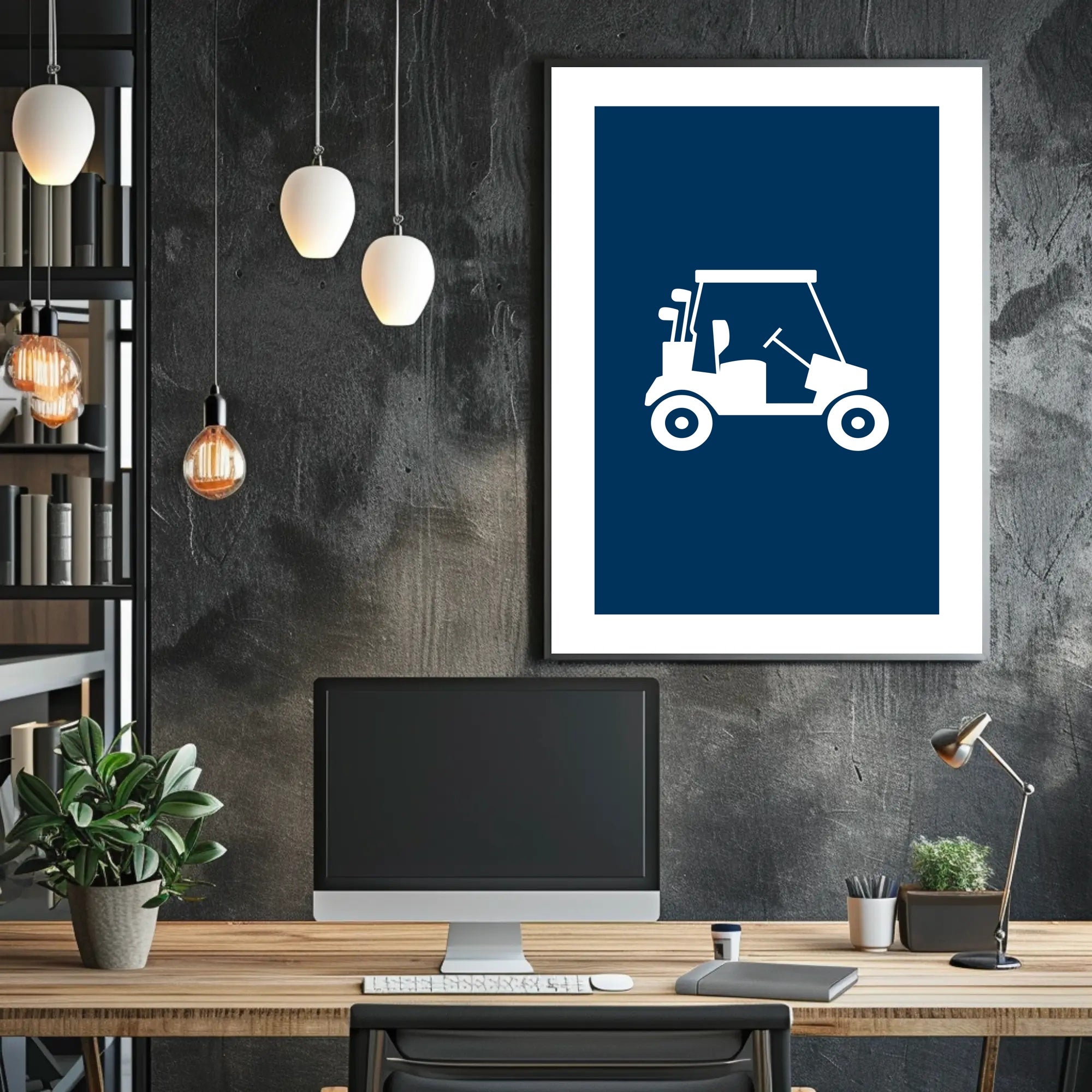 Silhouette Golf Cart Minimalist Art Sports Poster