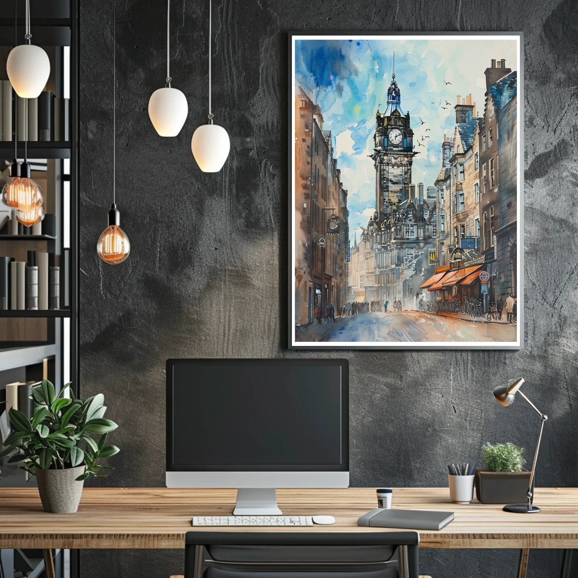 Urban Clock Tower Scene Poster PosterGoat