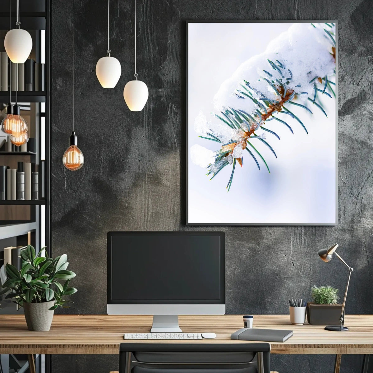 Winters Touch on Pine Poster