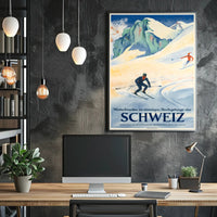 Swiss Alps Vintage Ski Adventure Travel Poster PosterGoat