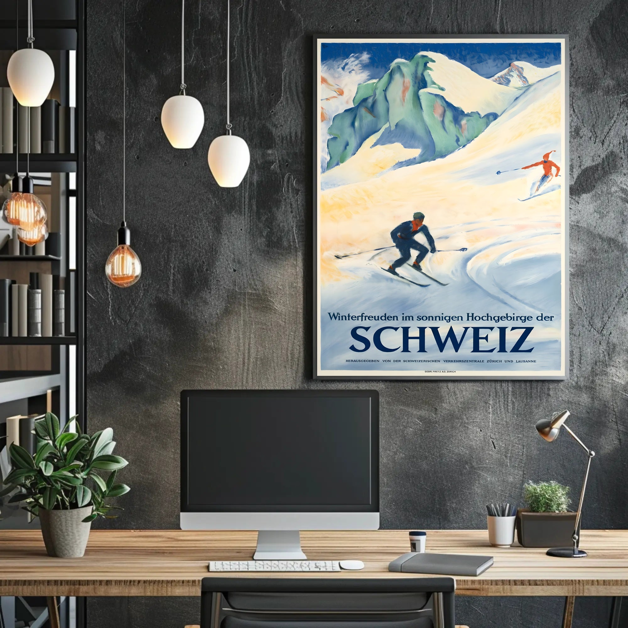 Swiss Alps Vintage Ski Adventure Travel Poster PosterGoat