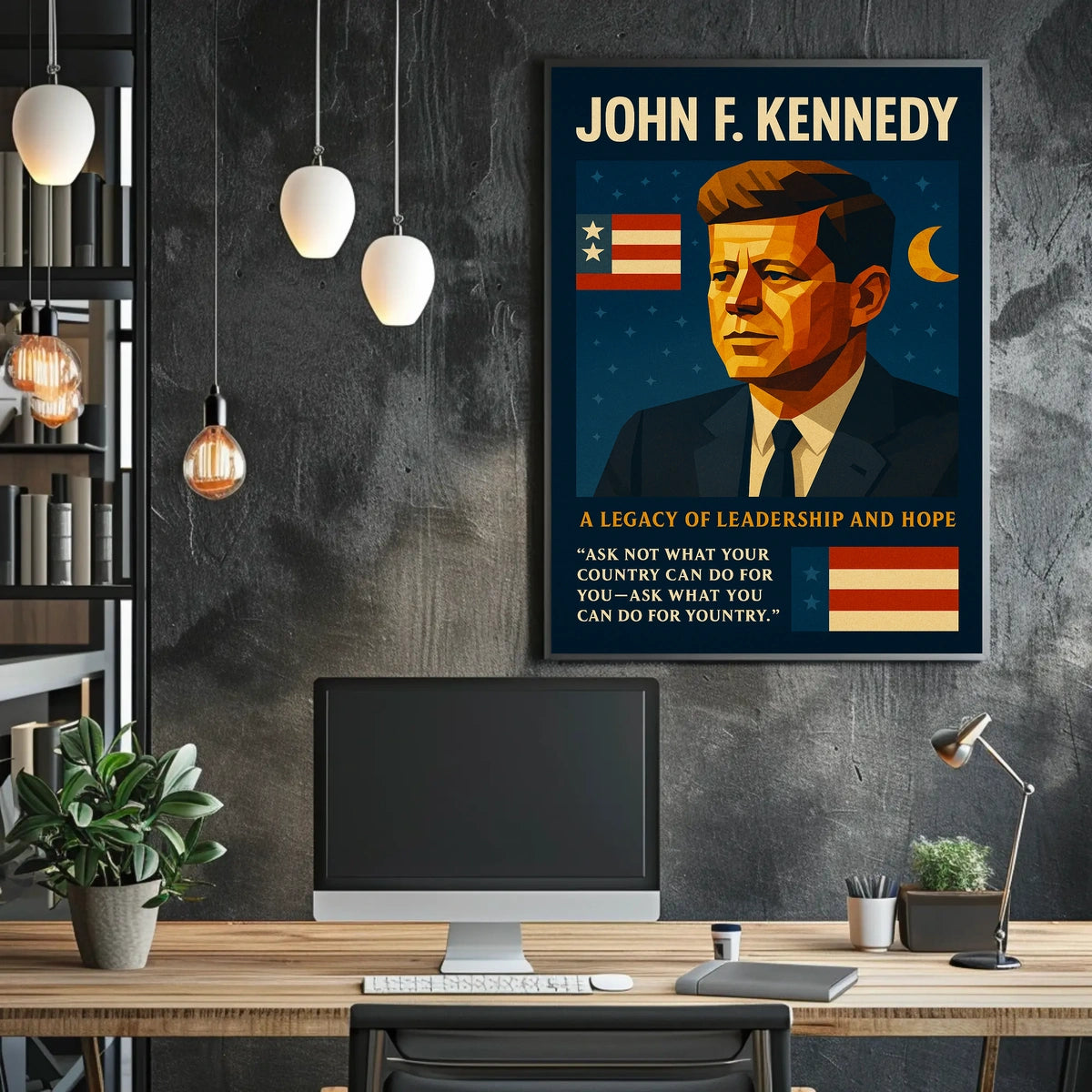 Kennedy Legacy Vintage Patriotic Poster: Leadership & Hope