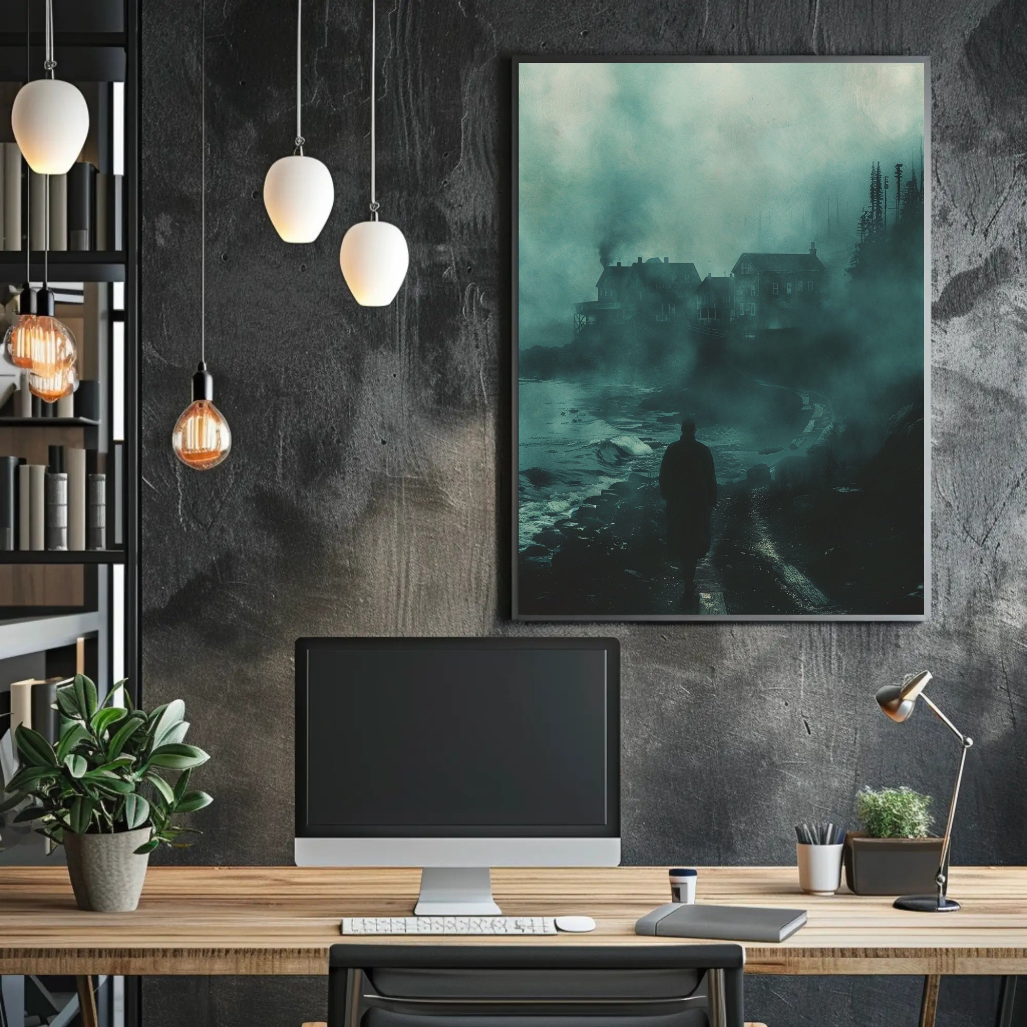 Moody Coastal Village Thriller Noir Movie Poster PosterGoat