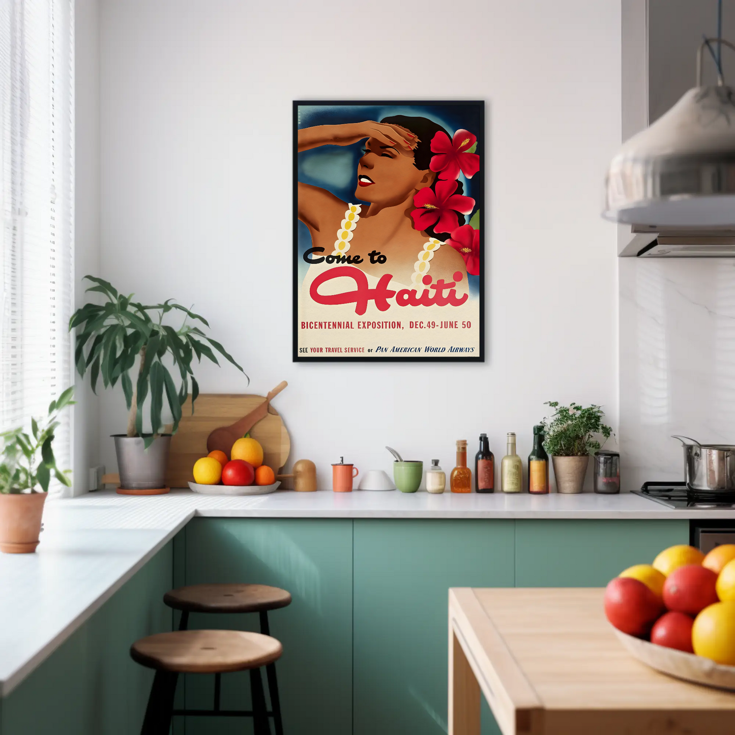 Haiti Vintage Poster Woman Flowers