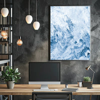 Serene Blue Abstract Marble Waves Art Poster