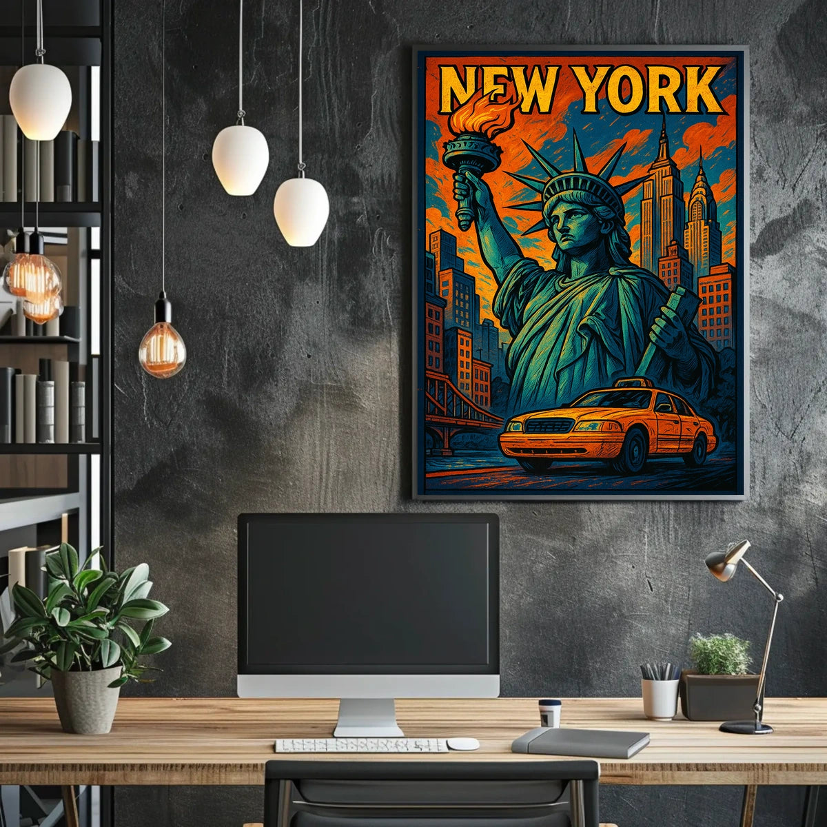 New York Vibes Poster Cityscape Wall Art Print 18x24