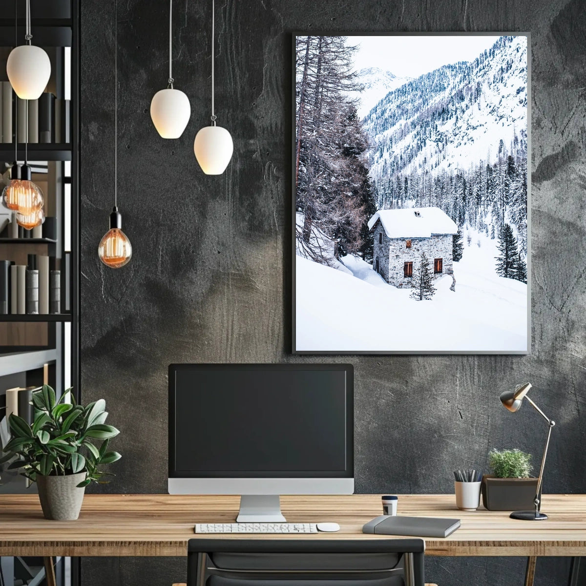 Winter Retreat in the Mountains Poster