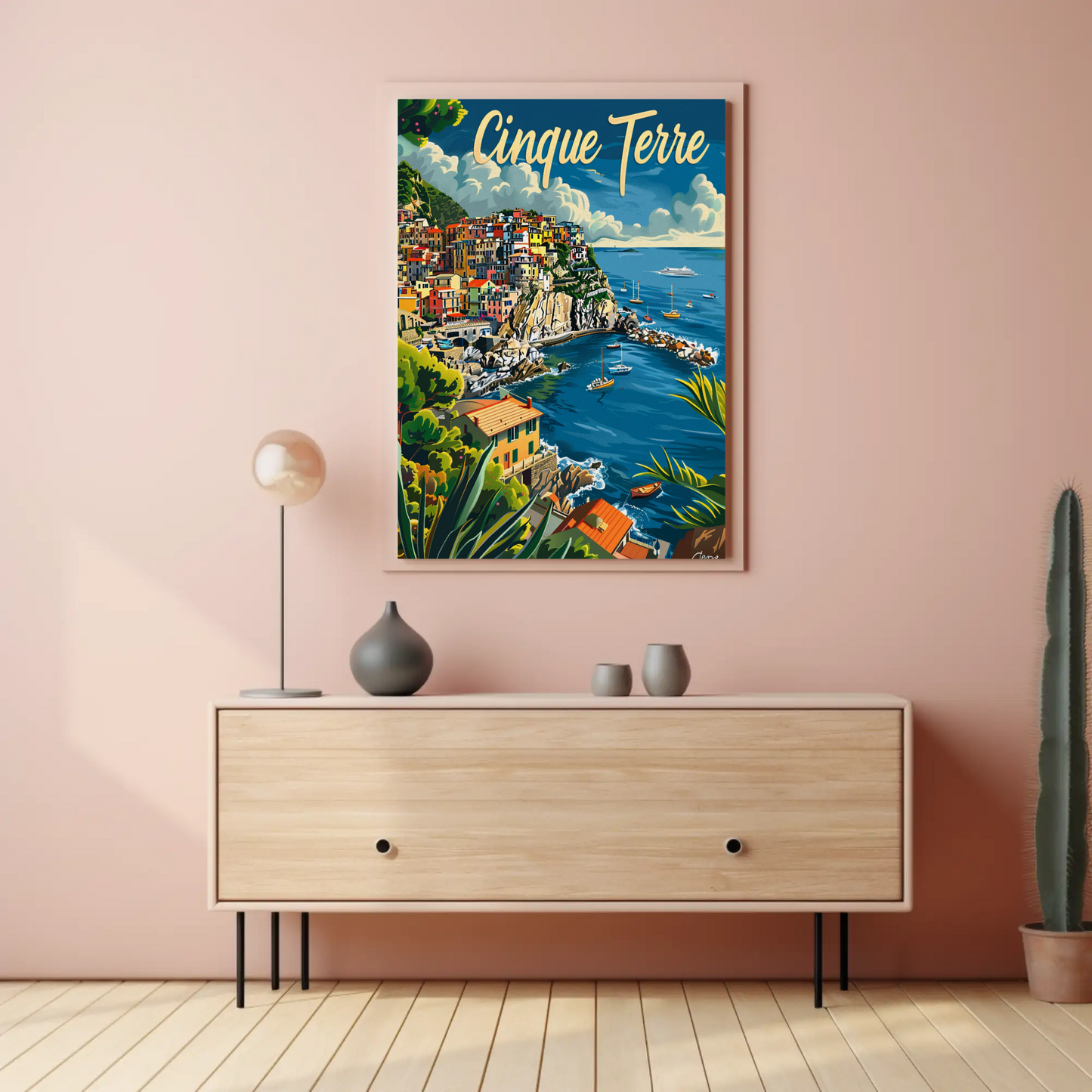 Cinque Terre Colorful Cliffside Coastline Italy Travel Poster
