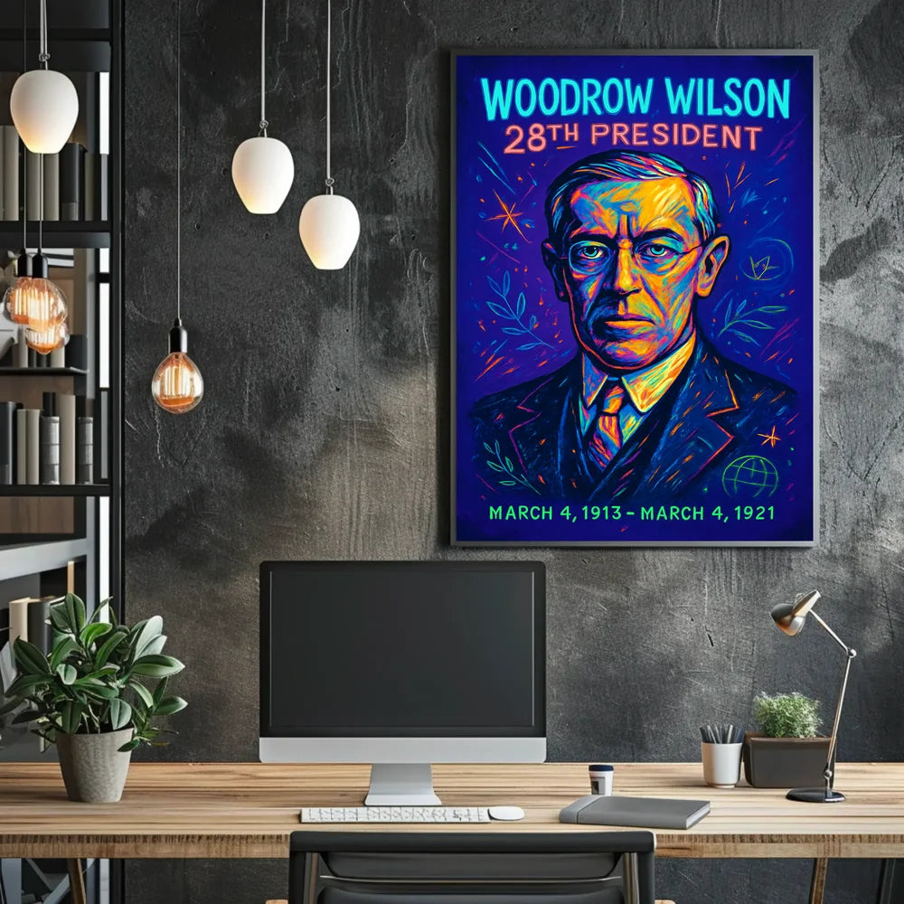 Vibrant Woodrow Wilson Portrait: Historical or Presidential Poster PosterGoat