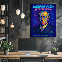 Vibrant Woodrow Wilson Portrait: Historical or Presidential Poster PosterGoat