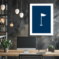 Minimalist White Flag on Deep Blue Background Poster