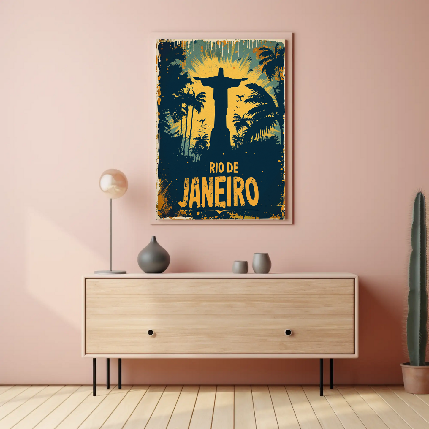 Rio De Janeiro Christ Statue Jungle Skyline Travel Poster