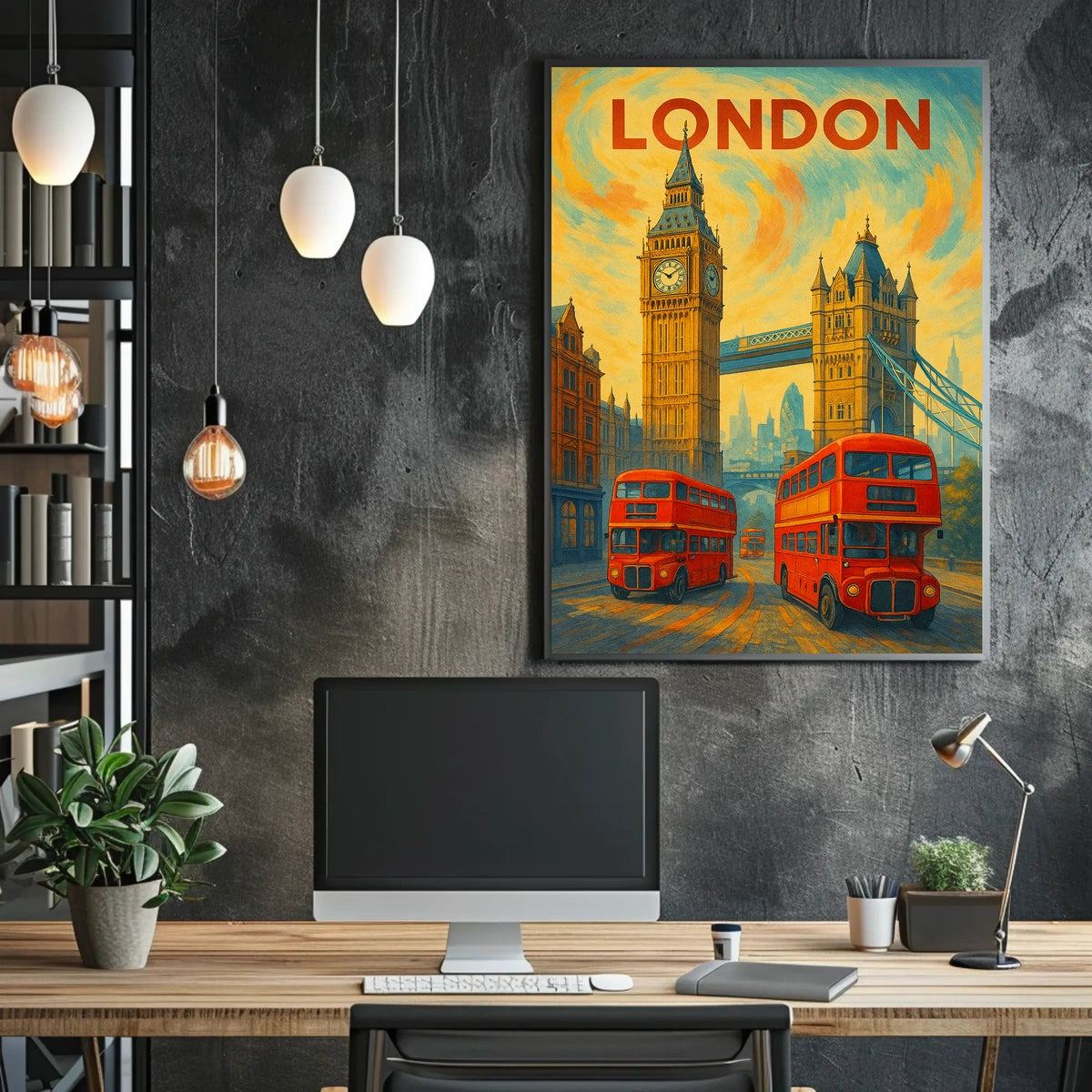 London Landmarks And Red Buses Poster
