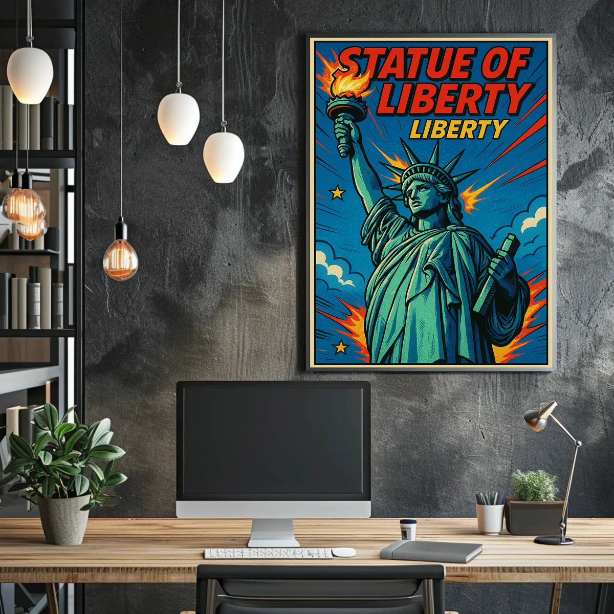 Statue Of Liberty Poster Modern Iconic City Travel Wall Art