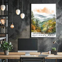 Great Smoky Mountains Watercolor Wall Art Poster