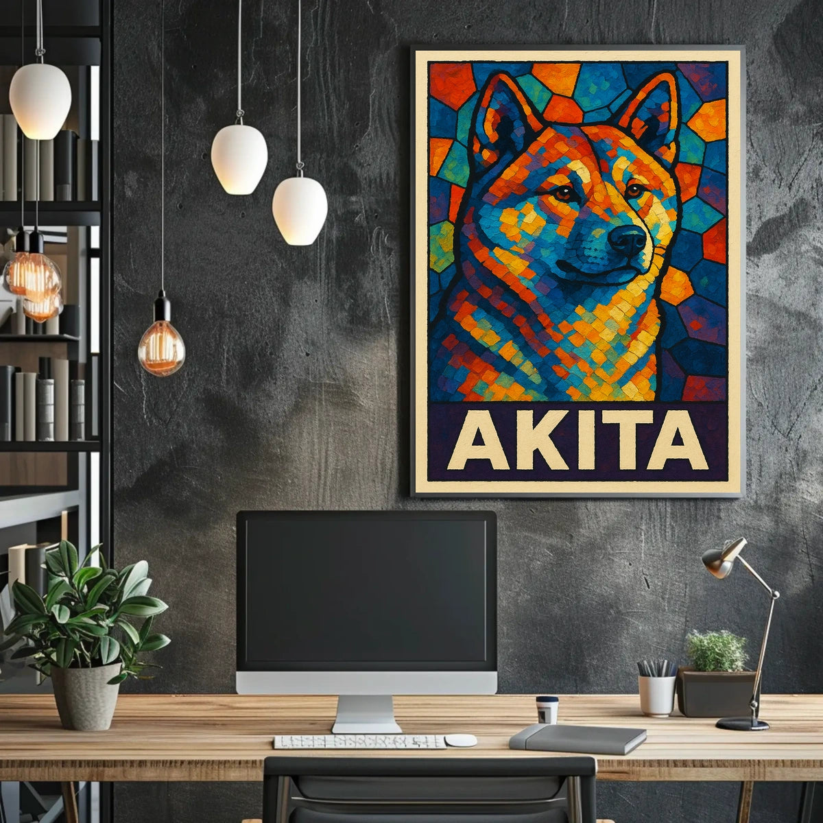 Akita Mosaic Art Poster