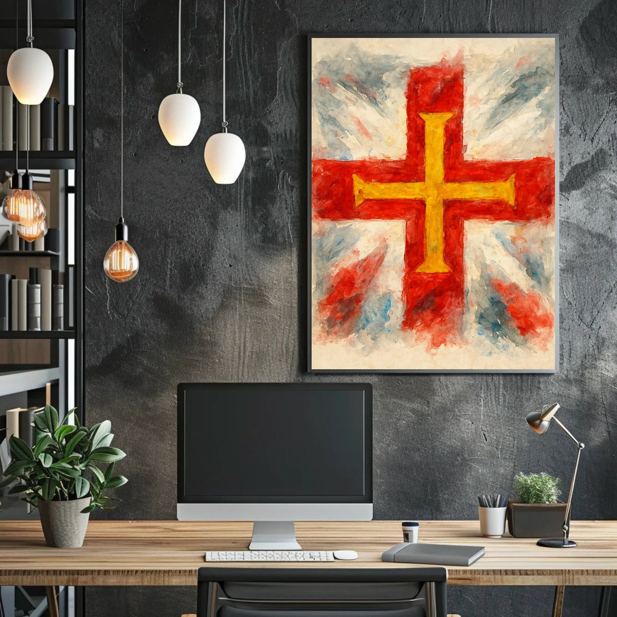 Abstract Cross And Flag Design Abstract Poster