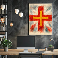 Abstract Cross And Flag Design Abstract Poster