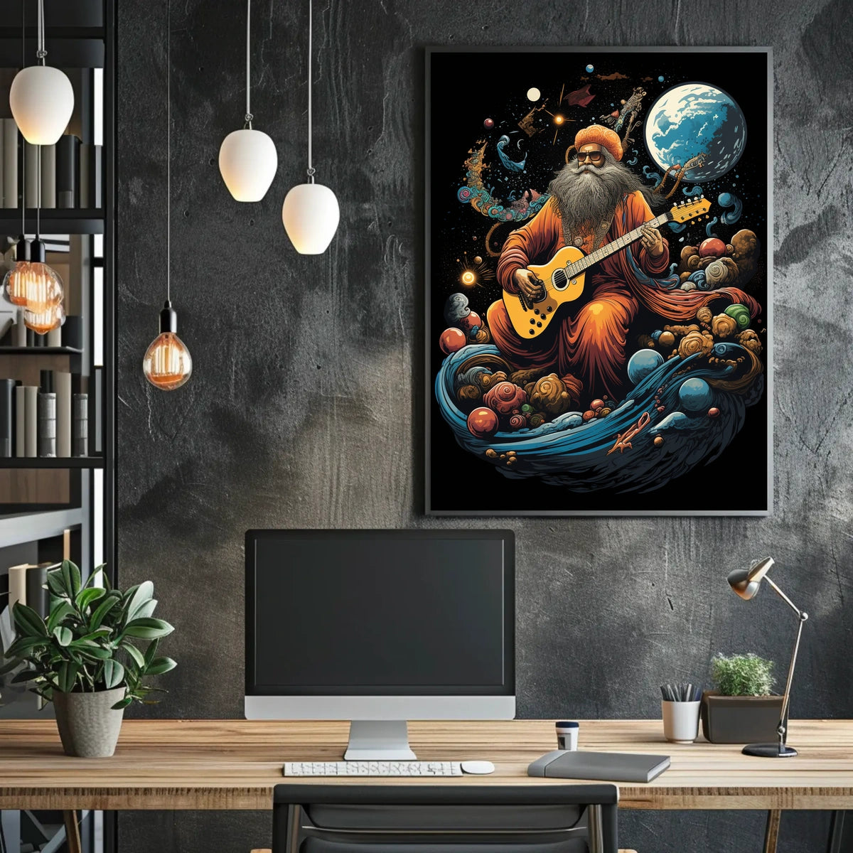 Cosmic Guitarist in a Celestial Dreamscape Poster