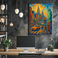 New York Cityscape Art Print Vibrant Impressionist For Home