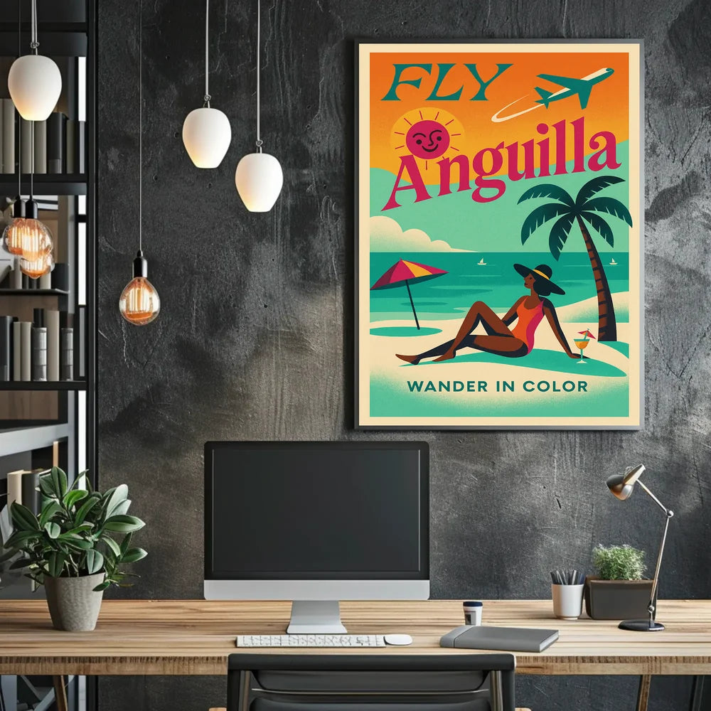 Anguilla Vintage Travel Art Tropical Beach Paradise Travel Poster PosterGoat